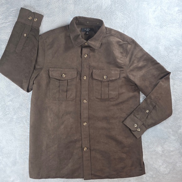 Banana Republic Other - Banana Republic Men S Dark Oak Brown Vegan Suede Relaxed Shirt Jacket